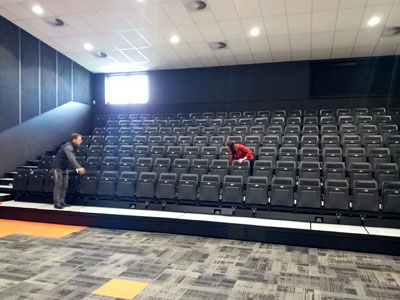 Springside West Secondary auditorium retraceable seating installation project